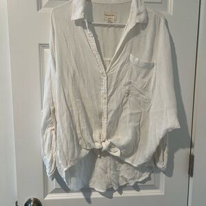 American Eagle Outfitters Cream Oversized Shirt